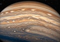 View of surface of planet Jupiter from space. Generative AI