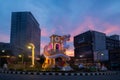 View of Surin circle in Phuket city celebrating vegetarian festival in the morning