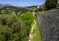 View of the surrounding countryside and wall surrounding the town from the top of Saint Paul-De-Vence, Provence, France Royalty Free Stock Photo