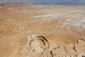 View of surrounding land and the Dead Sea from Masada, an ancient Jewish fortress in the desert of Israel Royalty Free Stock Photo