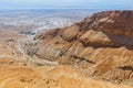 View of surrounding land and the Dead Sea from Masada, an ancient Jewish fortress in the desert of Israel Royalty Free Stock Photo