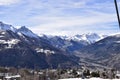 View of Susa Valley and snowy mountain peaks in Piedmont, Turin, Italy Royalty Free Stock Photo