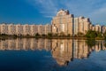 View of Svislach river and a row of apartment buildings in Minsk, Belar Royalty Free Stock Photo