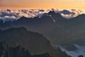 View of Svistovy stit and Vysoka peaks from Maly Ladovy stit during autumn sunset