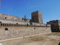 View of the Swabian castle walls, Bari, Apulia, Italy. Royalty Free Stock Photo