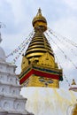 View of Swayambhunath temple, the wisdom eyes in Nepal