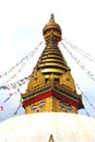 View of Swayambhunath temple, wisdom eyes in Nepal