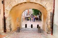 The view of the Swedish gate in the old city, Riga