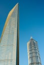 View of the SWFC, Shanghai World Financial center at left and Jinmao Tower at right Royalty Free Stock Photo