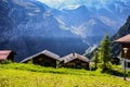 View of the Swiss alps: Beautiful Gimmelwald village, central Sw Royalty Free Stock Photo