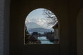 View of the Swiss Alps through a window in spring in the swiss town of Thun - 1 Royalty Free Stock Photo