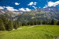 View of Swiss mountains - Piz Segnas, Piz Sardona, Laaxer Stockli from Ampachli, Glarus, Switzerland, Europe Royalty Free Stock Photo