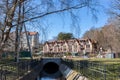 View of the Swiss-style houses from the side of the water channel in Svetlogorsk