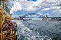 View of Sydney Harbour Bridge from a Sydney Harbour Ferry taken in Sydney, NSW, Australia Royalty Free Stock Photo