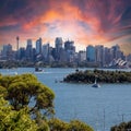 View of Sydney Harbour NSW Australia. Ferry boats partly cloudy colourful skies blue waters Royalty Free Stock Photo