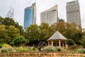 The Royal Botanic Gardens and modern buildings of Sydney city centre.. Royalty Free Stock Photo