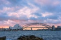 View of Sydney Opera House And Harbour Bridge Australia at sunset Royalty Free Stock Photo