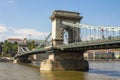 View of the Szechenyi Chain Bridge in Budapest. Hungary Royalty Free Stock Photo
