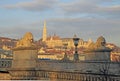 View from Szechenyi Chain Bridge on Matthias Church, Budapest Royalty Free Stock Photo