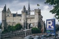 View on 't Steen medieval fortress castle in Antwerp, Flanders, Belgium