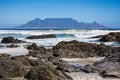 View of Table Mountain from Blouberg beach in Cape Town Royalty Free Stock Photo