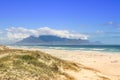 View of Table Mountain and Cape Town city coastline at sunset, Cape Town Royalty Free Stock Photo