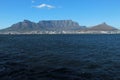 View of Table Mountain, Signal Hill, Lion's Head and Cape Town in South Africa from the Atlantic Ocean Royalty Free Stock Photo