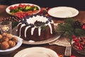 View of table served for Christmas family dinner. Table concept Royalty Free Stock Photo