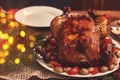 View of table served for Christmas family dinner. Table concept Royalty Free Stock Photo