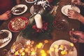 View of table served for Christmas family dinner. Table concept Royalty Free Stock Photo