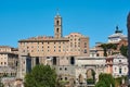 A view of the Tabularium, the Arch of Septimius Severus and several ancient ruins at the Roman Forum in Rome, Italy Royalty Free Stock Photo