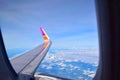 View of the tail of the plane From the plane window Royalty Free Stock Photo