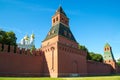 View of the Taina and the First Nameless tower of the Kremlin on a clear Sunny day