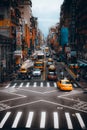 View of a Taipei city street with traffic road and high buildings on a gloomy day in Taiwan Royalty Free Stock Photo