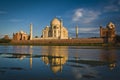 Taj Mahal palace reflected on Yamuna river Royalty Free Stock Photo