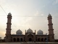 View of the Taj-ul-Masajid `Crown of Mosques` from the central courtyard at sunset - Bhopal, Madhya Pradesh, India Nov 2017