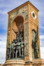 View from Taksim Square, Istanbul`s most famous tourist square with ataturk and taksim monum Royalty Free Stock Photo