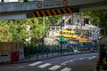 View of tall buildings and public roads in urban area of Hong Kong Royalty Free Stock Photo