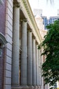 View of tall buildings and public roads in urban area of Hong Kong Royalty Free Stock Photo