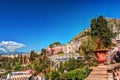 View of Taormina - famous resort in Sicily, Italia.