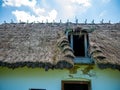 View on the tatched roof of a traditional hungarian pise house Royalty Free Stock Photo