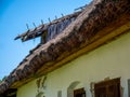 View on the tatched roof of a traditional hungarian pise house Royalty Free Stock Photo