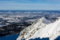 View from the Tatra Mountains to the villages and towns located in the lowlands. Beautiful Polish landscape