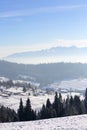 View of the Tatra Mountains, winter landcape,  Gorce National Park, Poland Royalty Free Stock Photo