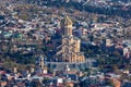 View of Tbilisi with Sameba, Trinity Church and other landmarks