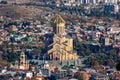 View of Tbilisi with Sameba, Trinity Church and other landmarks