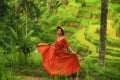 Woman walking on Tegalalang Rice Terrace, Bali Royalty Free Stock Photo