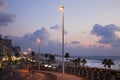 Tel-Aviv Boardwalk & Beach at Dusk Royalty Free Stock Photo