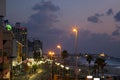 Tel-Aviv Boardwalk & Beach at Dusk Royalty Free Stock Photo