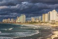 View of Tel Aviv and the Mediterranean coast  before the storm from the old Jaffa. Royalty Free Stock Photo